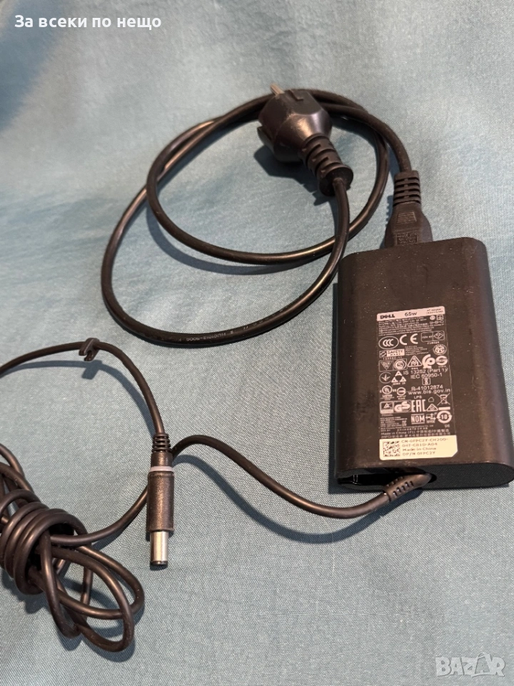 Оригинално зарядно захранване за лаптоп Dell 19.5V 3.34A , Светеща букса , зарядно dell 65w, снимка 1