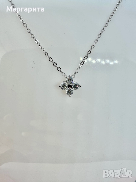 Сребърно колие с мойсанит (диамант) , снимка 1