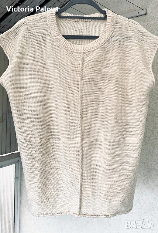 Елегантен плетен топ без ръкави в цвят apricot , снимка 1