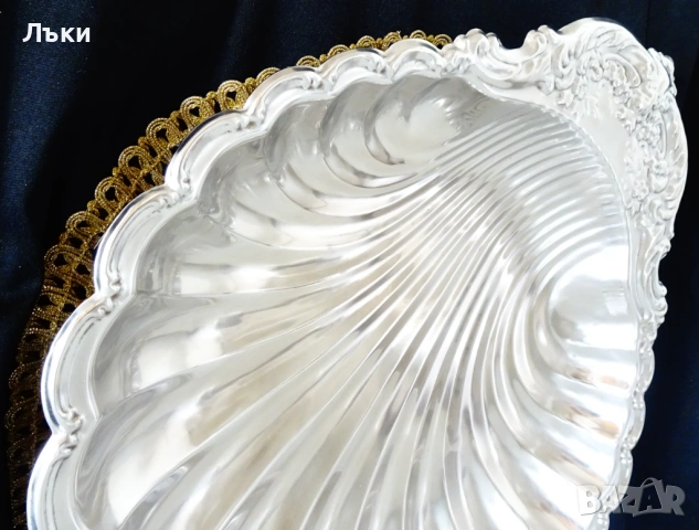 Посребрен съд за сервиране перлена мида,барок. , снимка 3 - Антикварни и старинни предмети - 53394884