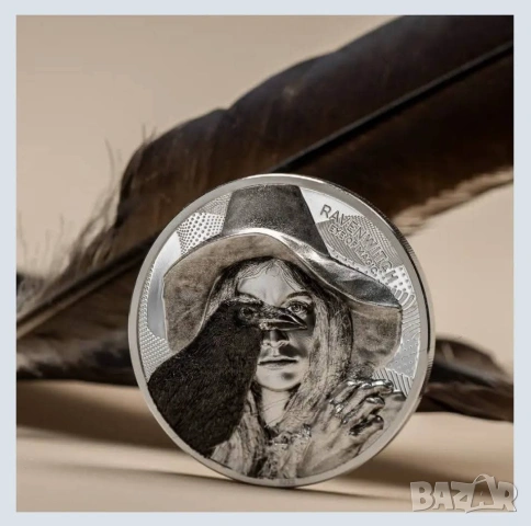 10 долара 2002 година Острови Кук 2 оз. сребърна монета Raven Witch , снимка 4 - Нумизматика и бонистика - 54060888