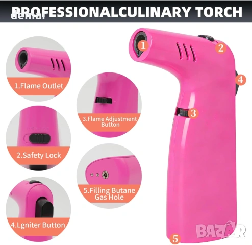 Горелка - Запалка с бутан с възможност за многократно пълнене (бутанът не е включен), снимка 4 - Други стоки за дома - 54107990