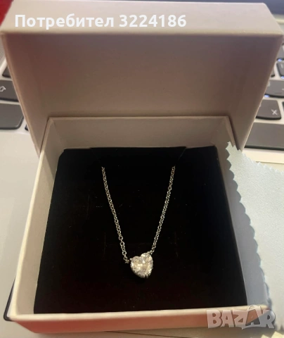 НОВО! Сребърно колие със сърце, снимка 4 - Колиета, медальони, синджири - 53938152