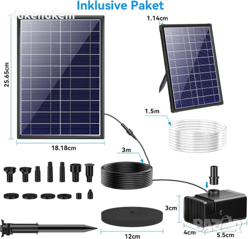 НОВ! Соларен фонтан с 10 накрайнка 7.5W , снимка 1 - Други - 48140265