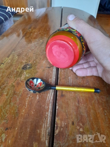 Стара Руска дървена чаша,хохлома #12, снимка 4 - Други ценни предмети - 53075898