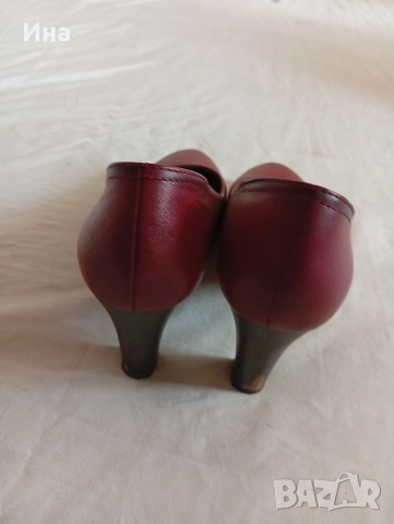 Тъмночервени обувки на TAMARIS естествена кожа, снимка 5 - Дамски обувки на ток - 52838134