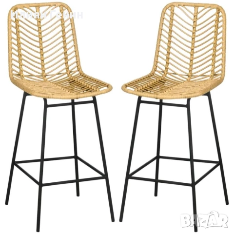 HOMCOM Комплект от 2 бар стола с облегалка