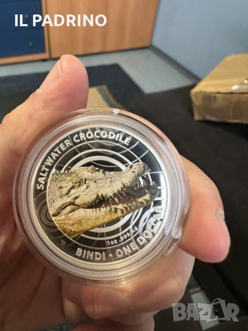 Сребро 2013 Соленоводен крокодил Бинди 1 унция OZ, снимка 4 - Нумизматика и бонистика - 53087564