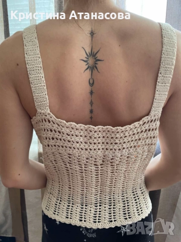 Уникален ръчно плетен топ, снимка 3 - Корсети, бюстиета, топове - 52418298