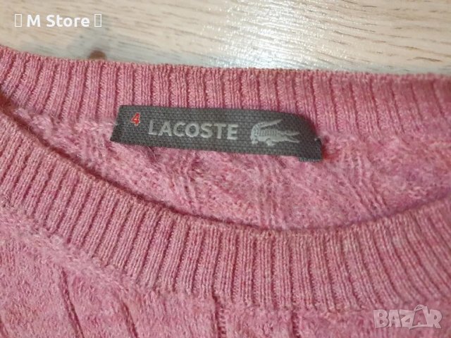 Lacoste 100% Baby Alpaca дамски пуловер в розово М размер, снимка 4 - Блузи с дълъг ръкав и пуловери - 47814945