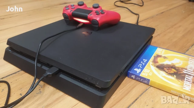 PS 4 slim 500 гб + Джойстик + Mortal Kombat 11 + Кабели | Почистена | PS4 , снимка 8 - PlayStation конзоли - 50968175