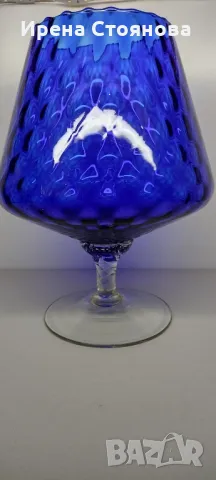 1960 Cobalt Blue Glass Italian Empoli Бонбониера от ръчно издухано стъкло в кобалтово синьо.
, снимка 8 - Декорация за дома - 47824287