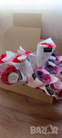 Букет от сапунени рози