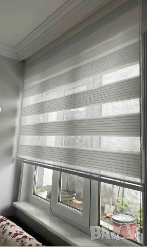 Щори ECD  Ролетни, Текстилни, Двойни, Без пробиване, Включен монтажен материал, Бял,Сив ,Бежов