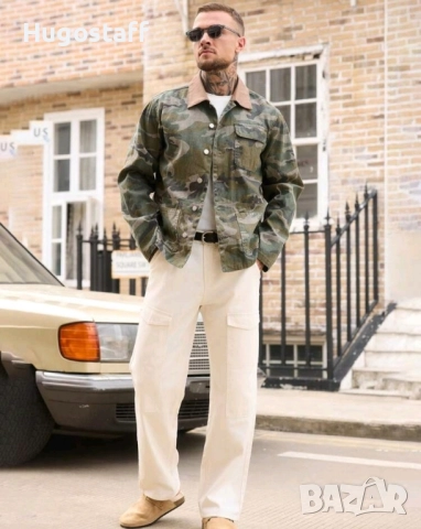 Ново мъжко Военно камуфлажно яке деним памук Л, Хл , снимка 3 - Якета - 51497971