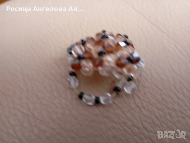 Автентичен ръчно изработен винтидж пръстен от мъниста , снимка 2 - Пръстени - 49794343