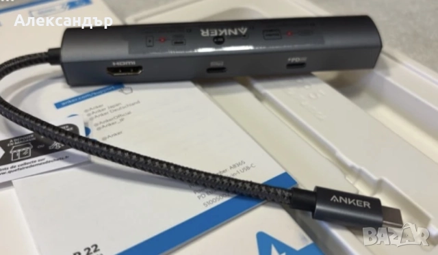 ANKER A8365 6in1 USB-C Hub 65W PD (HDMI,LAN,2xType-C,2xUSB), снимка 6 - Кабели и адаптери - 52900934
