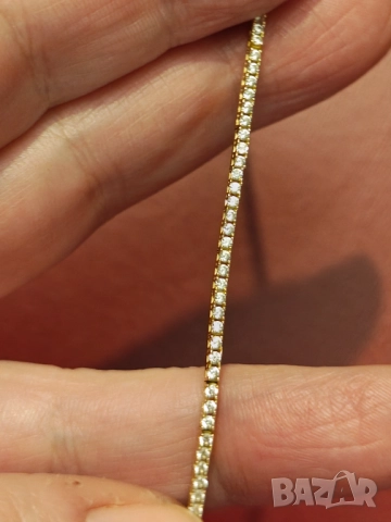 Прекрасна златна гривна с мойсанити , снимка 8 - Гривни - 52469643