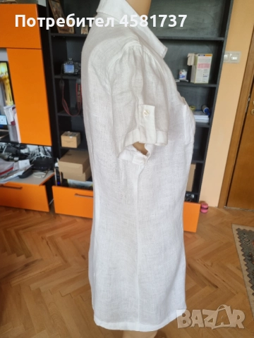 Дамска ленена риза/ рокля, размер М, снимка 5 - Туники - 51880185