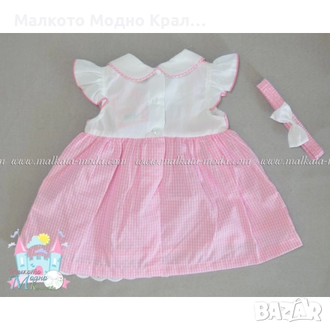 Комплект Розово каре - рокличка, шорти и лента за коса, снимка 3 - Бебешки рокли - 51444795