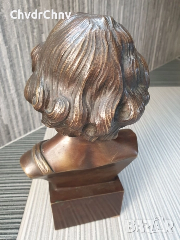 26см-5кг статуетка-бюст/френска бронзова скулптура/фигура на момиче, снимка 6 - Статуетки - 52967255