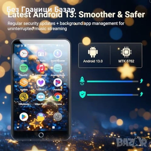 Нов 96GB Android MP3 MP4 плейър Bluetooth WiFi Spotify 4" тъчскрийн, снимка 3 - Други - 51129907