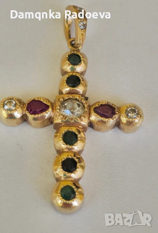 Златен кръст с Диаманти и Рубини-ръчна изработка 