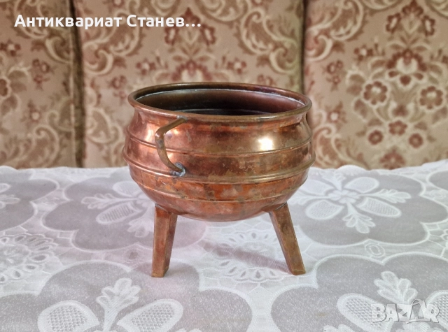 Медна малка кашпа, снимка 3 - Саксии и кашпи - 52103283