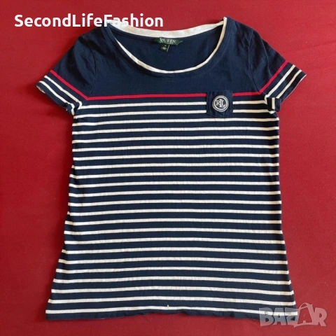 Дамска блуза на райета Lauren Ralph Lauren размер M памук синьо и бяло