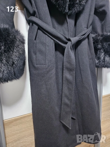 Дълго палто с колан, снимка 3 - Палта, манта - 52910399