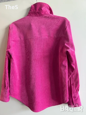 Цикламена, велурена риза ЗАРА. Запазена, без забележки! , снимка 2 - Ризи - 50517259