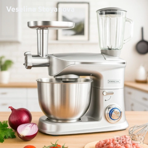 Кухненски робот 3 в 1 Royalty Line RL-PKM1900.7BG - 1900W, 6.5L купа, 1.5L блендер, снимка 4 - Кухненски роботи - 53129587