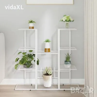 vidaXL Стойка за цветя, 94,5x25x89 см, бяла, желязо(SKU:343120), снимка 2 - Други - 49558415