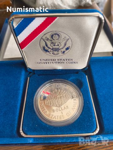 Сребърен долар със сертификат - 1987, 200 години Конституция, снимка 1 - Нумизматика и бонистика - 46412698