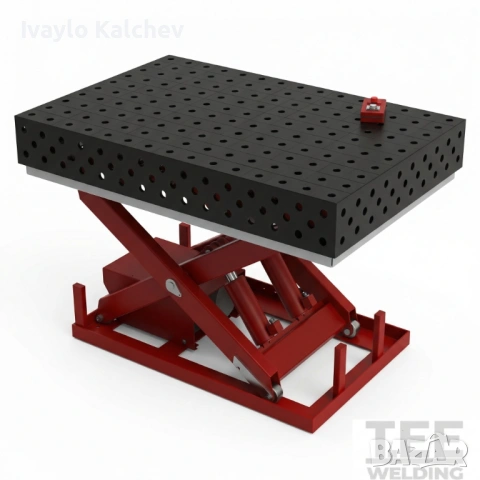 Заваръчна маса TitanWeld 1500×1000Х25 мм-хидравлична повдигаща система