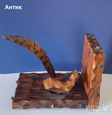 Масивен Дървен Стопер за Книги Дърворезба , снимка 7 - Други ценни предмети - 53645065