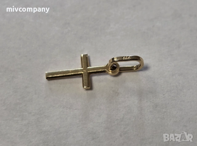 Златна висулка (кръст) 0.38гр., снимка 2 - Колиета, медальони, синджири - 54206213