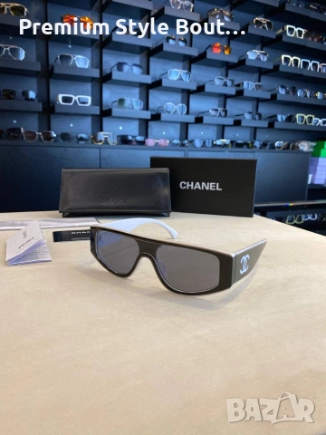 Слънчеви очила Chanel с черен обикновен калъф, кутия и ув защита , снимка 2 - Слънчеви и диоптрични очила - 53930032