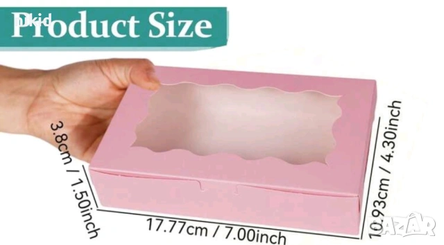 Голяма правоъгълна кутия прозрачен капак бяла розова картонена за лакомства десерти бонбони шоколад, снимка 2 - Кутии за храна - 53435960