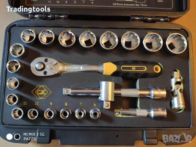 CK TOOLS 3/8 Sure Drive 23части вложки камъни комплект кутия, снимка 3 - Гедорета - 52864198