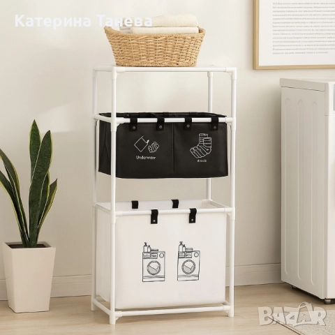 Мултифункционален органазйер за мръсни дрехи с 3 кошници и 3 рафта
