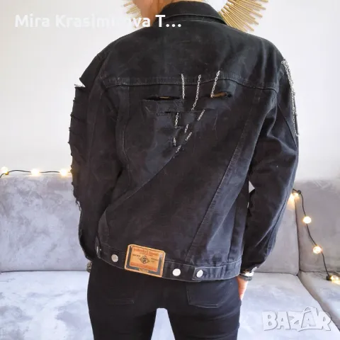 Оригинално винтидж яке Diesel с хендмейд акценти + хендмейд обеци и гривни, снимка 3 - Якета - 50232071