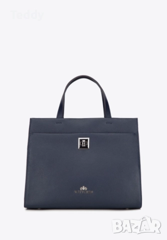 Маркова синя кожена чанта Wittchen, естествена кожа, снимка 15 - Чанти - 52654798