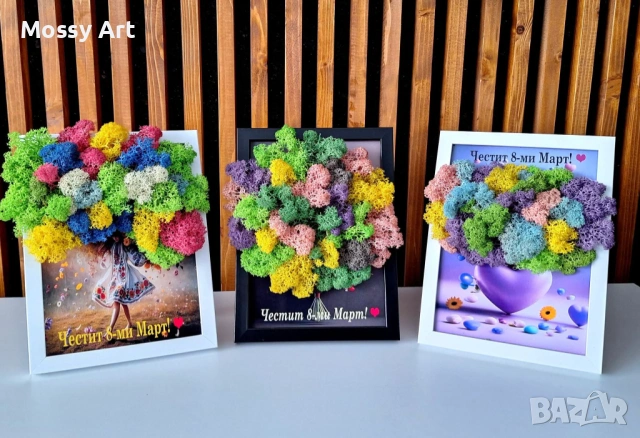 За 8ми март декорации със скандинавски мъх, снимка 4 - Декорация за дома - 53691501