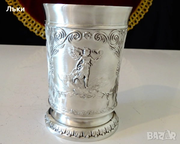 Чаша от калай с Влюбени,Фортуна,Близнаци. , снимка 4 - Антикварни и старинни предмети - 51582177