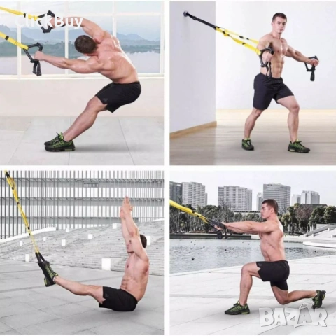 TRX Мултифункционален фитнес уред с ленти, снимка 6 - Фитнес уреди - 54125128