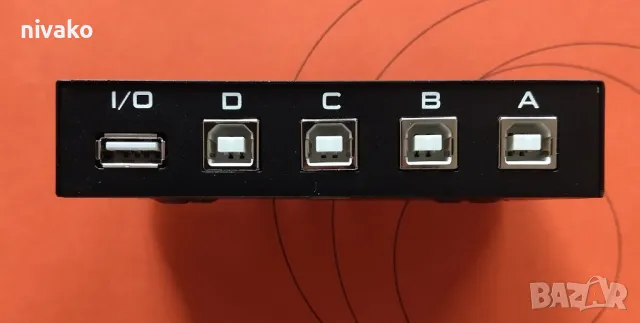 Продавам 4 port usb switch, kvm, usb 2.0 - ръчен превключвател за споделяне с 1 USB, снимка 5 - Суичове - 48550241