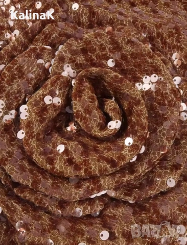 Кафява паетена къса рокля, снимка 2 - Рокли - 53927127