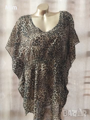 XL/2XL Ефирна,свободна блуза / туника  / анимал принт , снимка 2 - Туники - 46506927