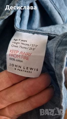 Дънкова риза за момиче John Lewis, 146 см.,11 г., снимка 5 - Детски ризи - 51975149